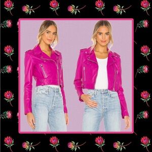 Women’s Fuchsia Vegan Leather Moto Jacket Buttery Soft NWT Size 24